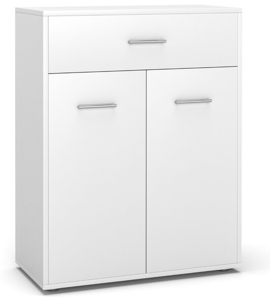 Costway Armadio con 2 ante e cassetto per salone camera da letto, Armadio del bagno con ripiano regolabile Bianco