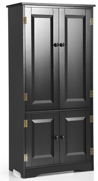 Costway Armadio verticale a doppia anta con mensola regolabile, Organizer di legno per salone e camera da letto Nero