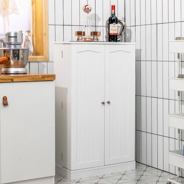 Costway Armadio dispensa con doppia anta e 6 ripiani regolabili, Credenza con 17 livelli per sala da pranzo Bianco