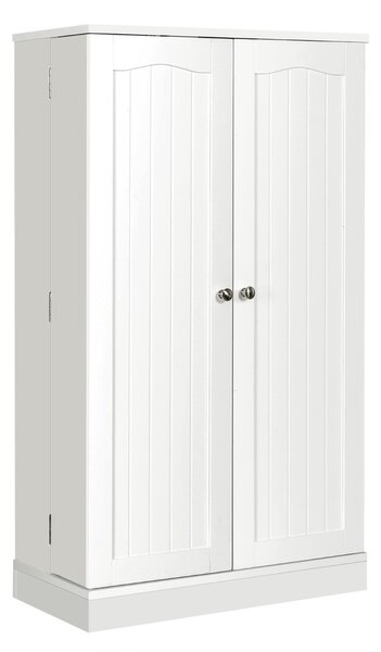 Costway Armadio dispensa con doppia anta e 6 ripiani regolabili, Credenza con 17 livelli per sala da pranzo Bianco