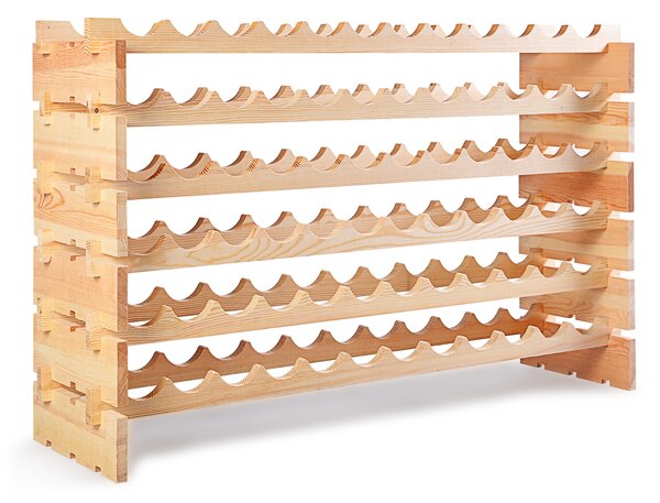 Costway Portabottiglie in legno di pino, Scaffale per 72 bottiglie di vino 119x29x71,5cm