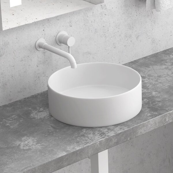 Lavabo tondo colore bianco opaco 35cm Litos-KBM350 - KAMALU