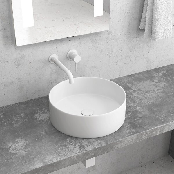 Lavabo tondo colore bianco opaco 35cm Litos-KBM350 - KAMALU