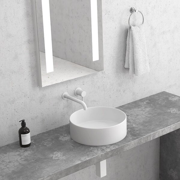 Lavabo tondo colore bianco opaco 35cm Litos-KBM350 - KAMALU