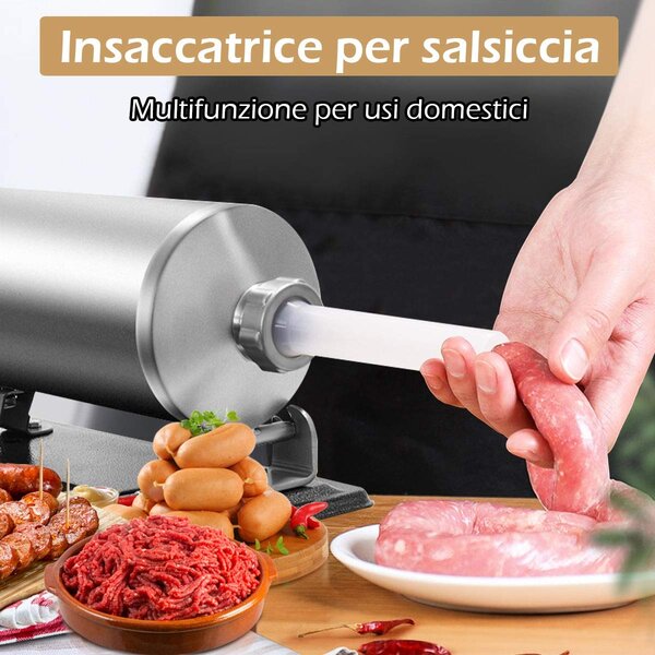 Costway 4,8L Macchina insaccatrice per salsicce in acciaio inox con 4 tubi di riempimento