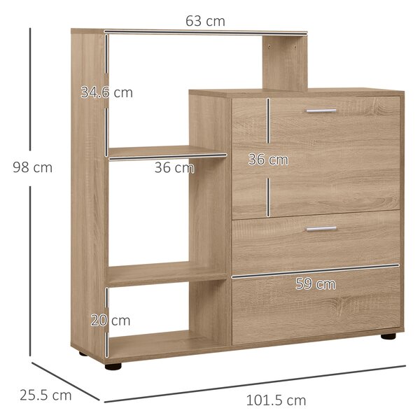 Homcom Armadio Scarpiera Salvaspazio scarpiera ingresso porta scarpe Design Moderno 20 Paia da Ingresso in Legno 101,5 x 25,5 x 98 cm|Aosom Italy