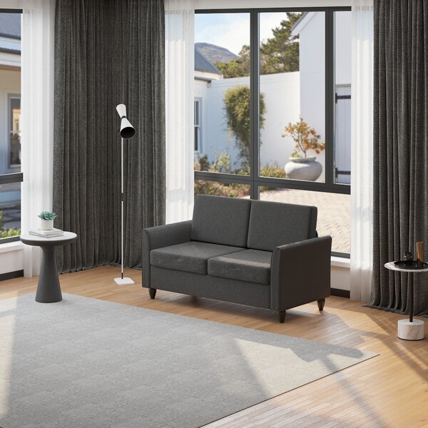 HOMCOM Divano a 2 Posti Seduta Ampia con Cuscini da Salotto Lino, Spugna 141 x 70 x 78cm Grigio scuro, Nero|Aosom