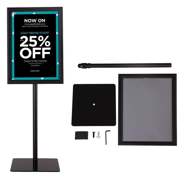 Costway A3 Espositore da terra autoportante poster stand girevole e regolabile 78,5-123cm in metallo Nero