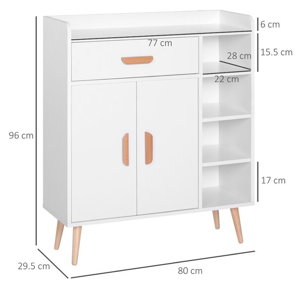 HOMCOM Armadietto Mobiletto Salvaspazio con 4 Cestini Pannelli Particelle 80 x 29.5 x 96cm Bianco|Aosom