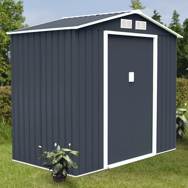 Casetta Da Giardino In Acciaio 3.6m² - Capanno Attrezzi Con 2 Porte Scorrevoli, Grigio - Foto 5