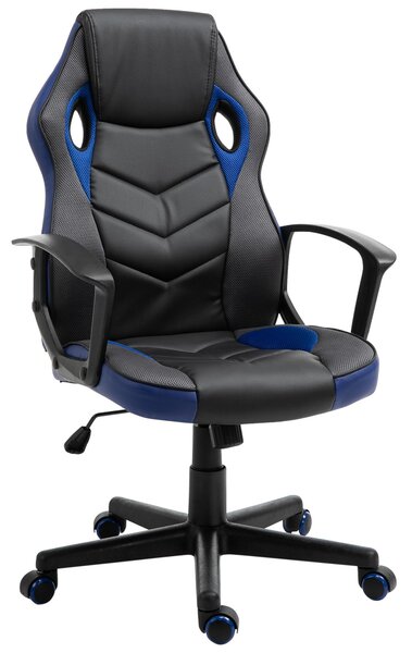 Sedia da gaming girevole in similpelle nera e blu con braccioli regolabili  e altoparlante bluetooth - Overflow