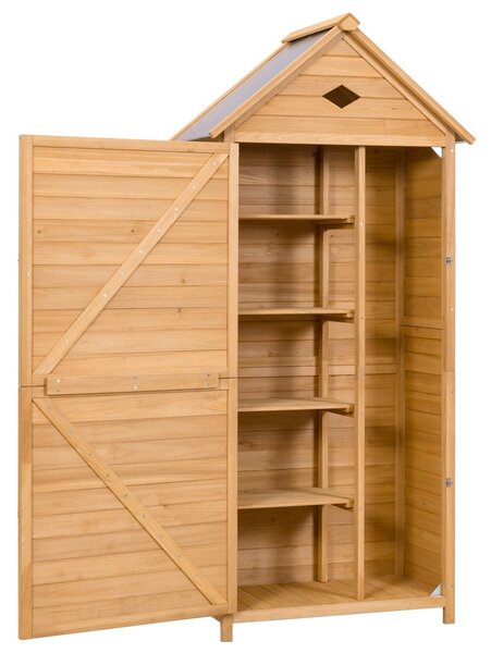 Costway Armadio da esterno per attrezzi in legno Casetta da giardino 176x70x36cm