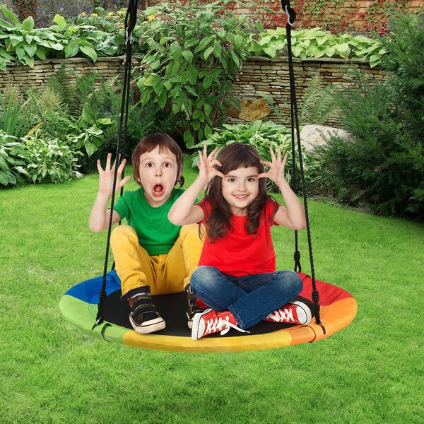 Costway Altalena a nido per bambini in tessuto da giardino Nido Altalena 100CM 150KG Colorato