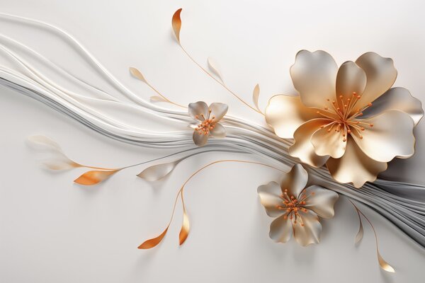 Carta da parati Un fiore arancione su uno sfondo grigio astratto, Carta da parati 3D, Carta da parati Fiori 3D, w09004 : Uwalls.it