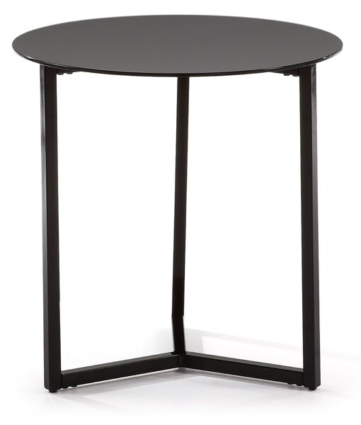 Tavolino Raeam in vetro temperato e acciaio finitura nera Ø 50 cm