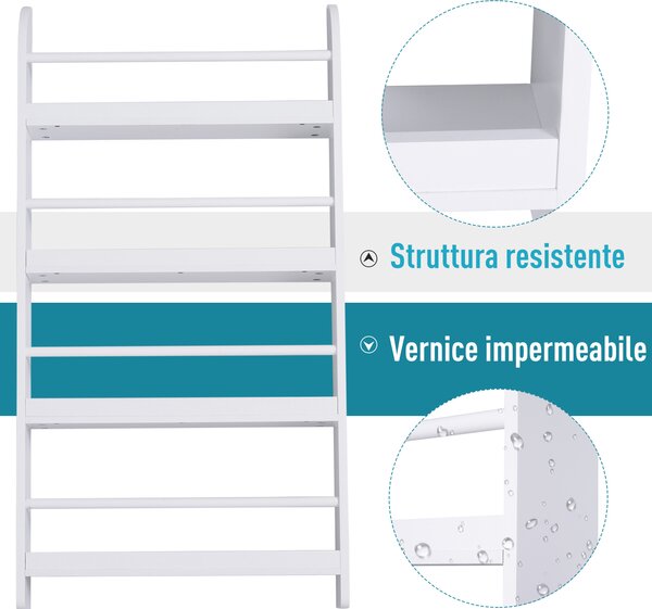 Homcom Libreria Scaffale da Parete 4 Mensole in Legno Bianco 59 x 12 x 113cm|Aosom