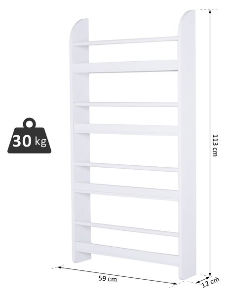 Homcom Libreria Scaffale da Parete 4 Mensole in Legno Bianco 59 x 12 x 113cm|Aosom