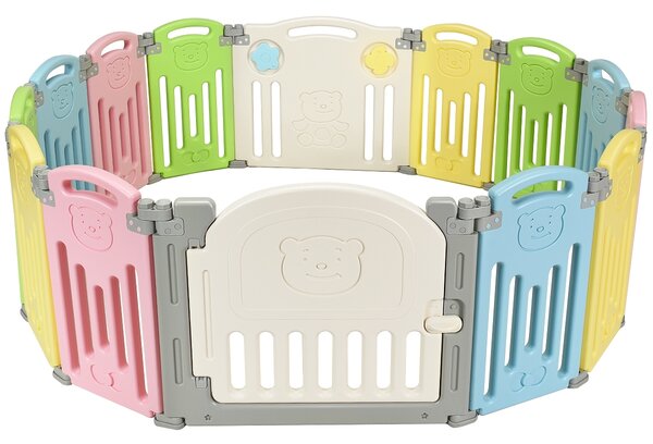 Costway Pannelli in plastica montabili per recinto di gioco 14 pezzi, Parco giochi per bambini con protezioni per domestico o asilo