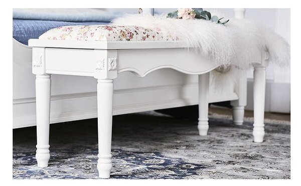 Panca fondo letto legno bianco in stile provenzale PRINCES 858-Arrediorg.it
