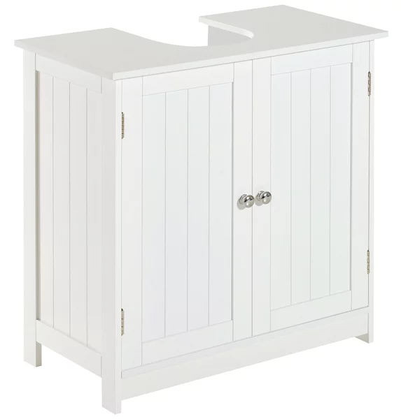 HOMCOM Amardietto Sottolavabo in MDF, Mobiletto Sottolavello Bianco per Bagno Con 2 Ante (60x30x60cm)|Aosom