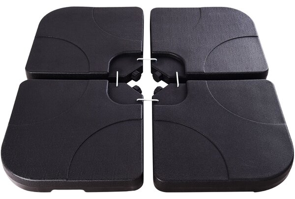 Costway Base per ombrellone 4 pannelli con interno in sabbia/acqua da giardino, Zavorra per ombrellone da esterno 51x51x8cm Nero