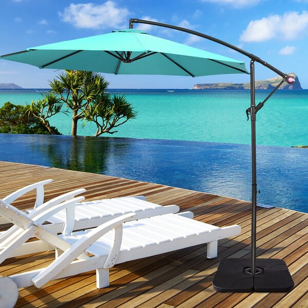 Costway Base per ombrellone 4 pannelli con interno in sabbia/acqua da giardino, Zavorra per ombrellone da esterno 51x51x8cm Nero