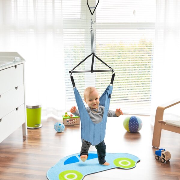 Costway Altalena jumper per porta con bretelle elastiche regolabili, Altalena per bambini 6-12 mesi, Blu