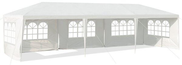 Costway Gazebo impermeabile 3x9m con 5 pannelli laterali rimovibili, Tenda per matrimonio eventi in spiaggia barbecue Bianco