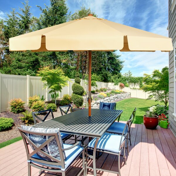 Costway Ombrellone da esterno 3 m, Ombrellone tessuto poliestere impermeabile protezione UV, Beige