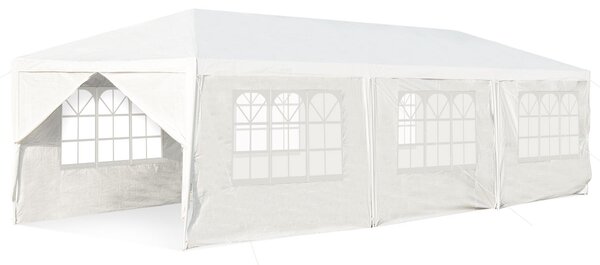 Costway Gazebo impermeabile 3 x 9 m con pali resistenti, Pergola per matrimonio eventi in spiaggia barbecue, Bianco