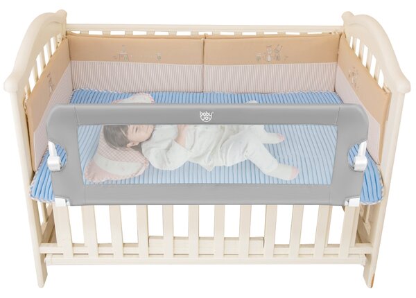 Costway Sponda per il letto 120 cm pieghevole, Sbarra per culla convertibile per letto singolo matrimoniale, Grigio