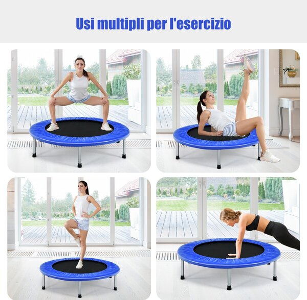 Costway Trampolino pieghevole per bambini con carico massimo 150kg, Mini trampolino portatile per interno Blu