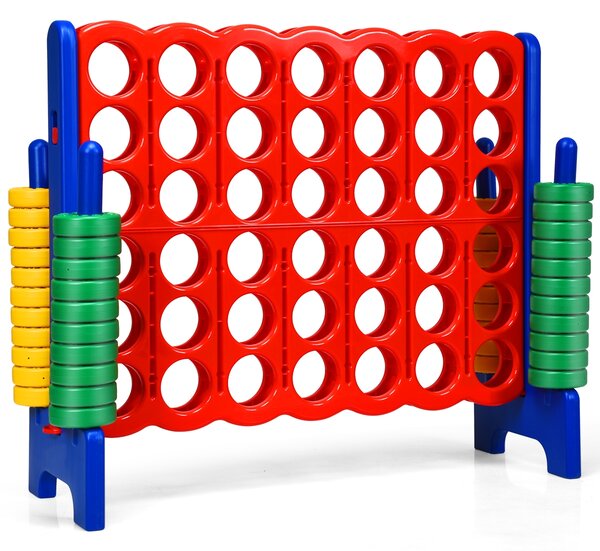 Costway Forza 4 gigante per bambini e adulti, Gioco da interno ed esterno alto 104 cm con 42 pedine e barra, Blu