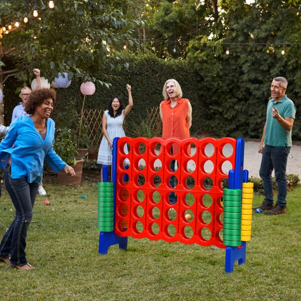Costway Forza 4 gigante per bambini e adulti, Gioco da interno ed esterno alto 104 cm con 42 pedine e barra, Blu