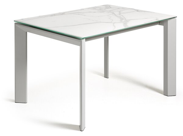 Tavolo allungabile Axis in porcellanato Kalos Bianco e gambe grigie 120 (180) cm