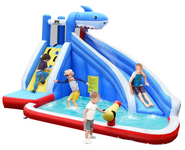 Costway Casa gonfiabile con scivolo muro per arrampicarsi piscina idrante, Castello con borsa di trasporto