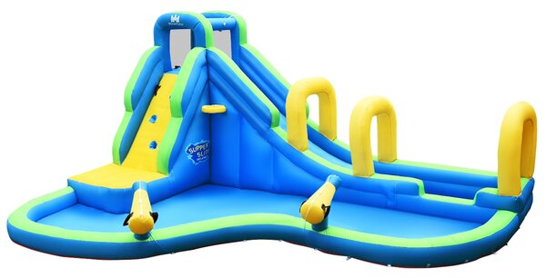 Costway Scivolo gonfiabile con muro, Casa gonfiabile per arrampicarsi piscina e idrante
