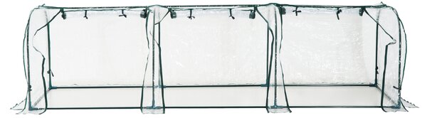 Outsunny Serra a Tunnel Serre Agricole Prezzi in PVC con 3 Porte Avvolgibili in Acciaio e PVC Trasparente, 350x100x80cm