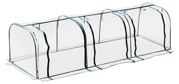 Outsunny Serra a Tunnel Serre Agricole Prezzi in PVC con 3 Porte Avvolgibili in Acciaio e PVC Trasparente, 350x100x80cm