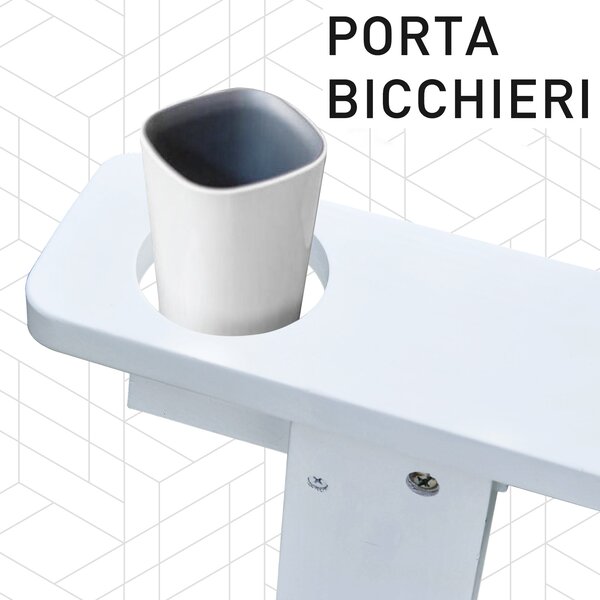 Outsunny Sedia da Giardino Adirondack in Legno Bianco, Con Porta Bicchieri, Impermeabile e Anti-Muffa, 97x72.5x93cm|Aosom