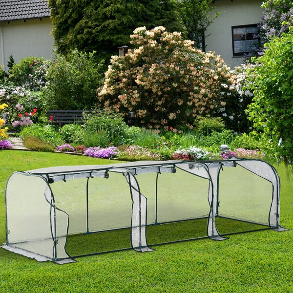 Outsunny Serra a Tunnel Serre Agricole Prezzi in PVC con 3 Porte Avvolgibili in Acciaio e PVC Trasparente, 350x100x80cm