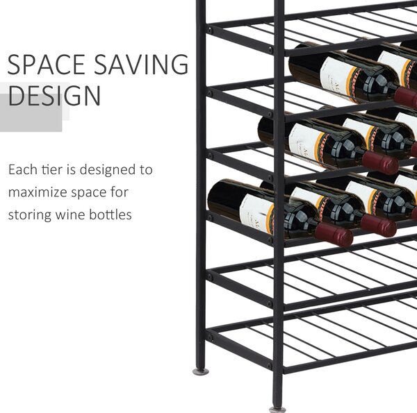 HOMCOM Scaffale Portabottiglie 6 Bottiglie su 9 Livelli, Resistente all'Umidità, in Acciaio, 63x25x91cm, Nero | Aosom Italy