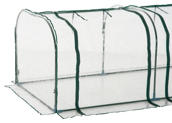 Outsunny Serra a Tunnel Serre Agricole Prezzi in PVC con 3 Porte Avvolgibili in Acciaio e PVC Trasparente, 350x100x80cm