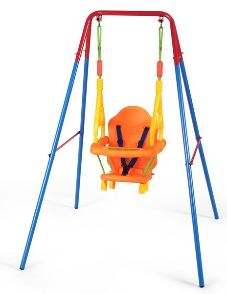 Costway Altalena per bambini da esterno, Altalena con cintura di sicurezza e protezione mani