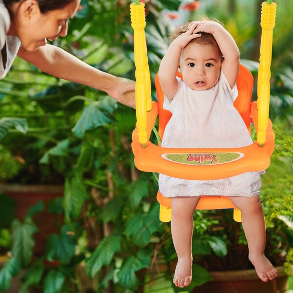 Costway Altalena per bambini da esterno, Altalena con cintura di sicurezza e protezione mani