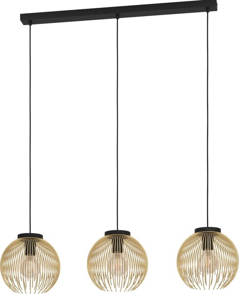 Lampadario Industrial Venezuela 3 Luci Acciaio Nero E Oro