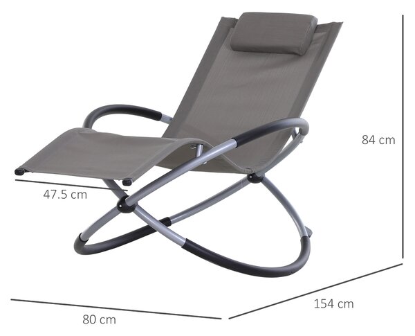 Outsunny Sedia Sdraio a Dondolo Moderno per Interni ed Esterni Texteline 154x80x84cm Grigio|Aosom