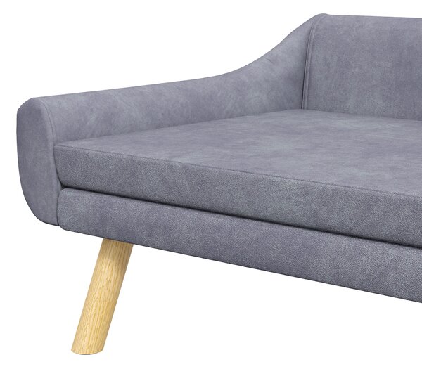 PawHut Divano per cani design scandinavo cuscino morbido rimovibile tessuto effetto velluto piedi in legno massello