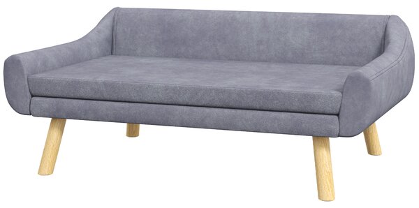 PawHut Divano per cani design scandinavo cuscino morbido rimovibile tessuto effetto velluto piedi in legno massello
