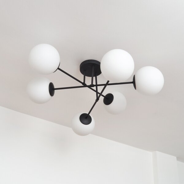 Lampadario a plafone MOON 6xE27/15W/230V nero